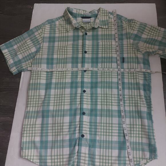 Columbia Plaid Short Sleeve Button Up Shirt L Academia Minimalist Grandpacore - Picture 2 of 9